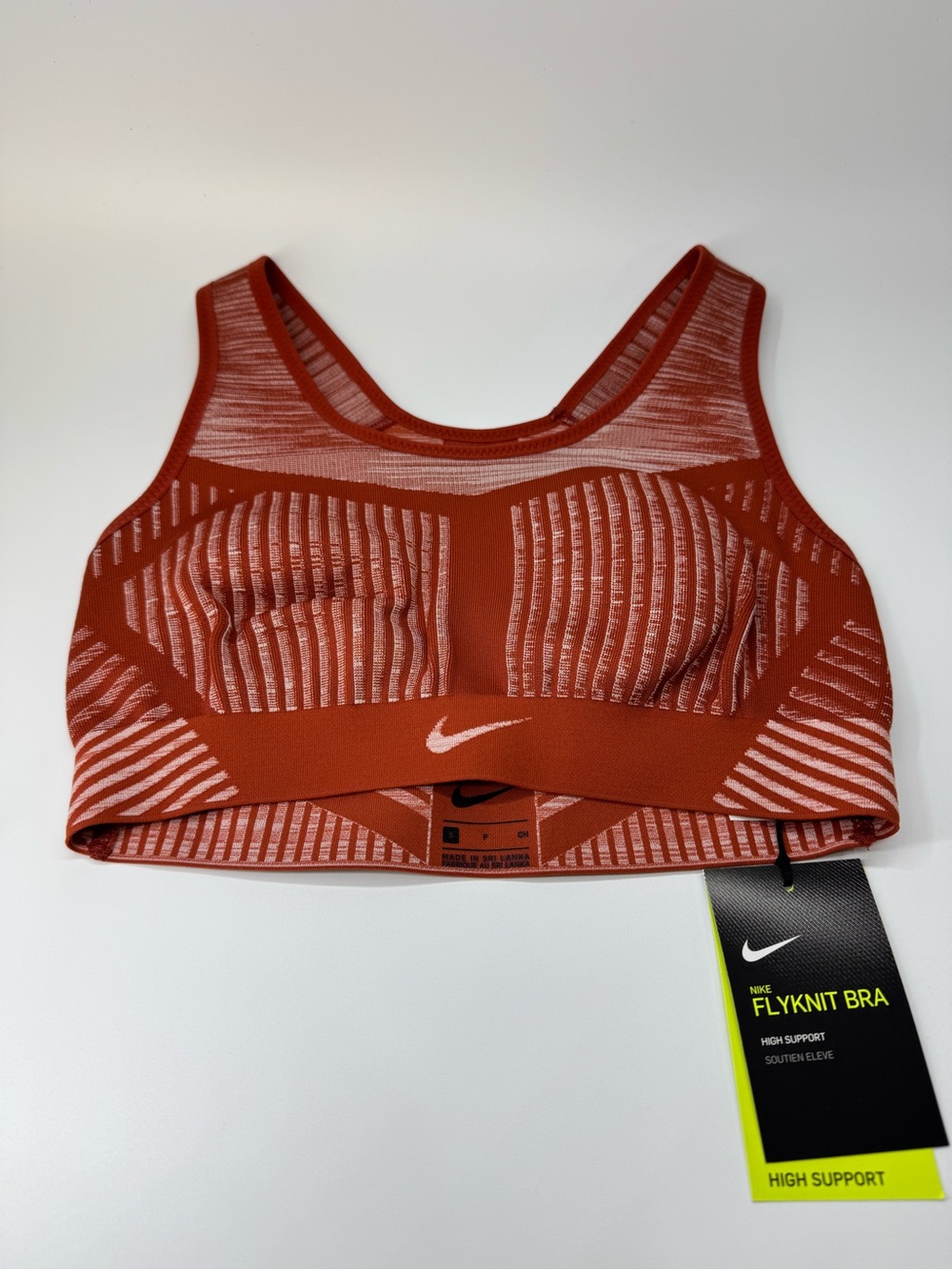 Nike Womens Red and White Fly Knit High Support Sports Bra Size Small NWT